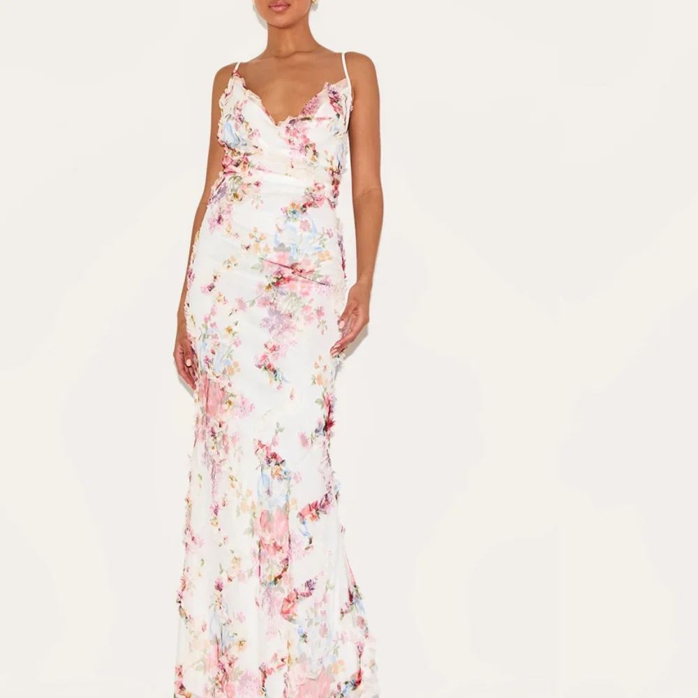 NWT Multi Floral Textured Cowl Neck Maxi Dress Size 16 - Picture 7 of 8